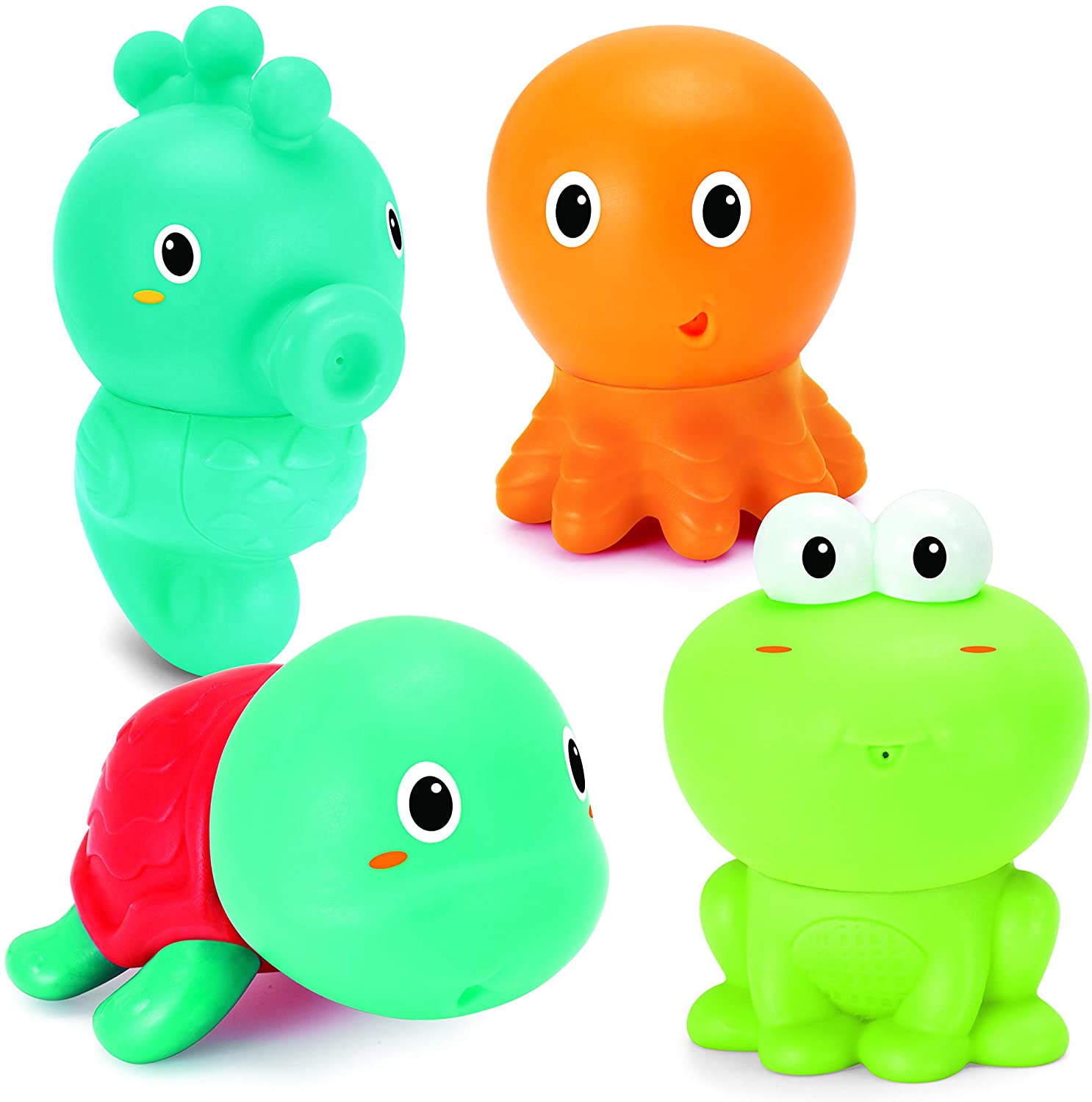 INFANTINO Senso’ Plug and Squirt Baby Bath Toys, 4 X Cute Easy to Clean ...