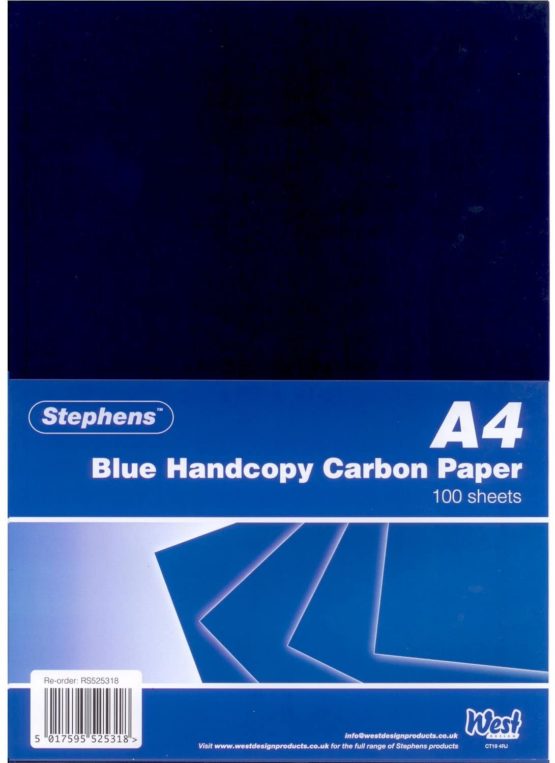Stephens 100 Sheets Hand Copy Carbon with Hanging Bags - Blue (Pack of 10)