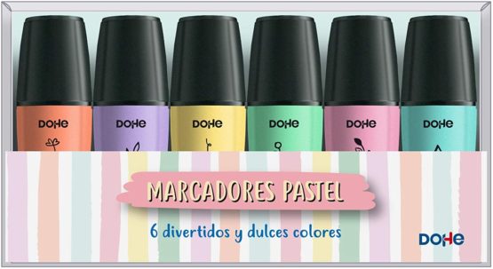 Pack of Mini Fluorescent Pastel Markers - Dohe - (6 Units)