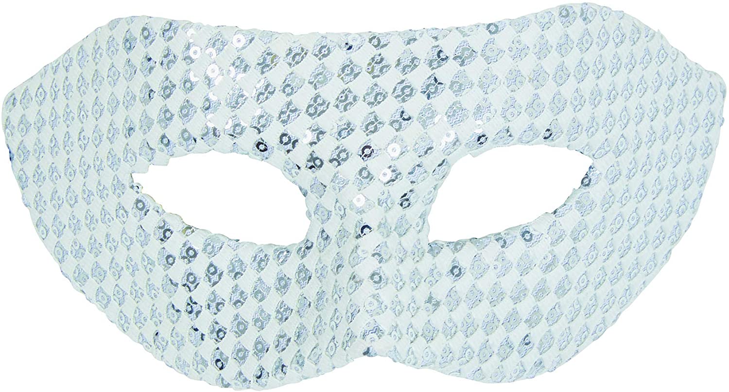 White Sequin Eye Mask (1 Piece), Stunning Design, Perfect Accessory for Halloween Masquerades, Photoshoots, Carnival