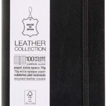 Basicos MR 10420 Flexible Leather A6 Notebook with 300 Pages Featuring a Grid with an Index - Comes with a Rubber - Black