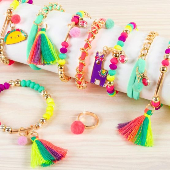 Make It Real – Neo-Brite Chains & Charms. Bracelet Making Kit for Girls and Tweens to Create Unique Bracelets, Tassel Charms, Gold Chains, and More - Image 4