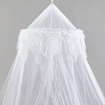 Princess Bed Canopy - Beautiful Silver Sequined Childrens Bed Canopy in White - single bed