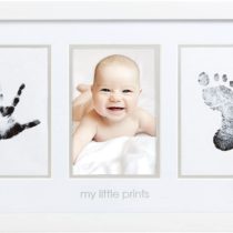 Pearhead Babyprints Newborn Baby Handprint and Footprint Photo Frame Kit with Included Safe for Baby Clean-Touch Ink Pad, White, Memorable Christening Keepsake, Gift for Any New Mum