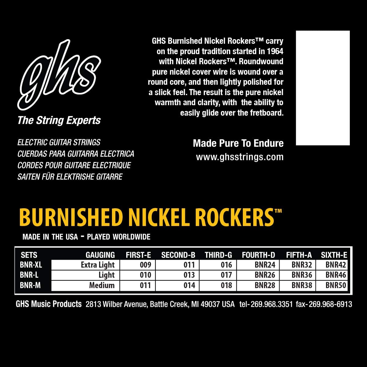 GHS BNRM 11 - 50 Medium Burnished Nickel Rocker Guitar String Set, Wood - Image 2
