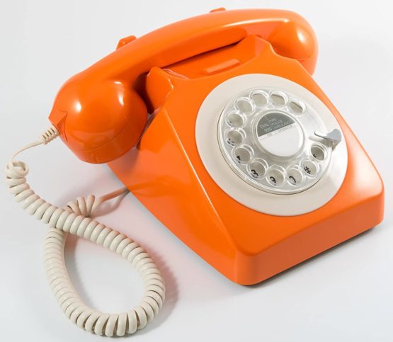 GPO 746 Rotary 1970s-Style Retro Landline Telephone, Classic Telephone with Ringer On/Off Switch, Curly Cord, Authentic Bell Ring for Home, Hotels- Orange - Image 3