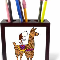 3dRose Fantastic Cute Funny Rubber Chicken Riding White Llama-Tile Pen Holder, 5-Inch (Ph_273497_1), 5 Inches
