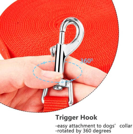 HAPPY HACHI Dog Training Lead Leash, Long Dog Line Nylon Cotton Webbing Recall Rope Leash for Pet Tracking Training Recall Obedience (10m/33ft, Red) - Image 4
