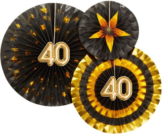 Neviti 773826 Glitz and Glamour Age 40 Pinwheels, Black/Gold