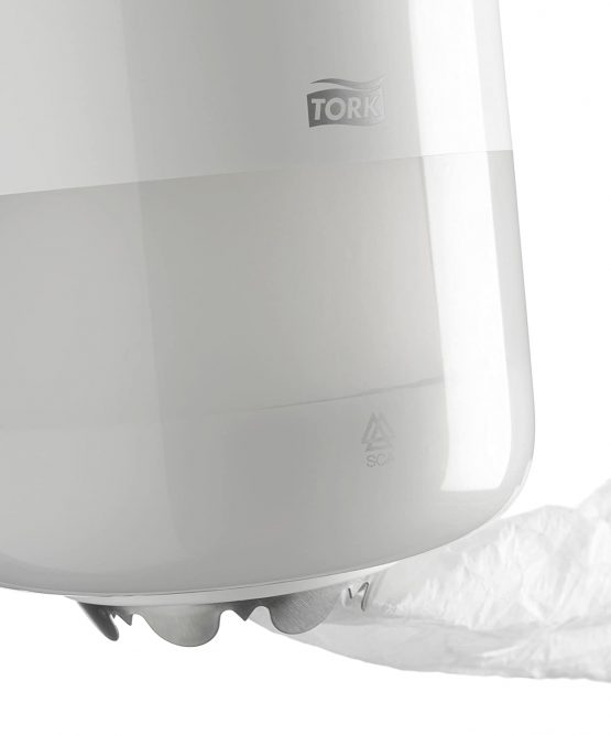 Tork 558000 Mini Centrefeed Dispenser M1 / Paper Dispenser Suitable for Tork Mini Basic Paper, Mini Wiping Paper (Plus), M1 rolls / Paper Towel Dispenser Wall Mounted / Elevation Design White - Image 4