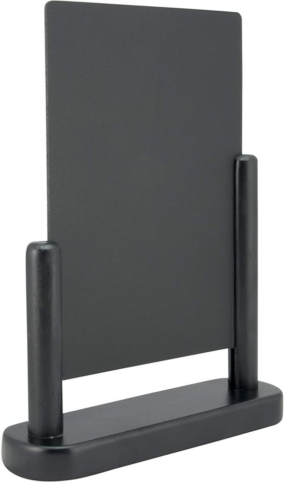 Securit 21 x 30cm Lacquered Finish Elegant Large Table Top Menu Chalk Board - Black - Image 3