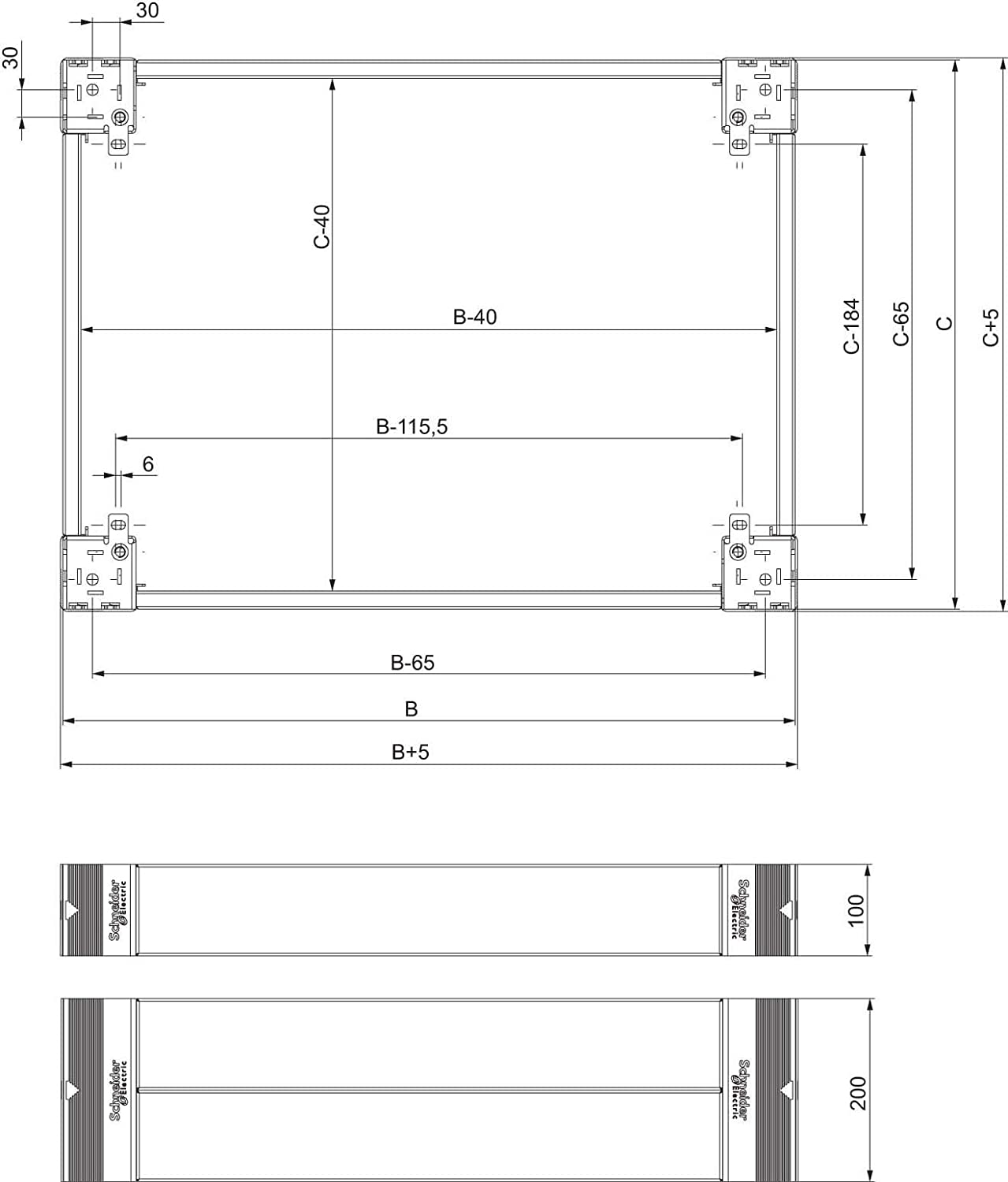 Schneider Electric NSYSPS5200 SF/SM Spacial Side Panel Socket 200 x 500 mm, white