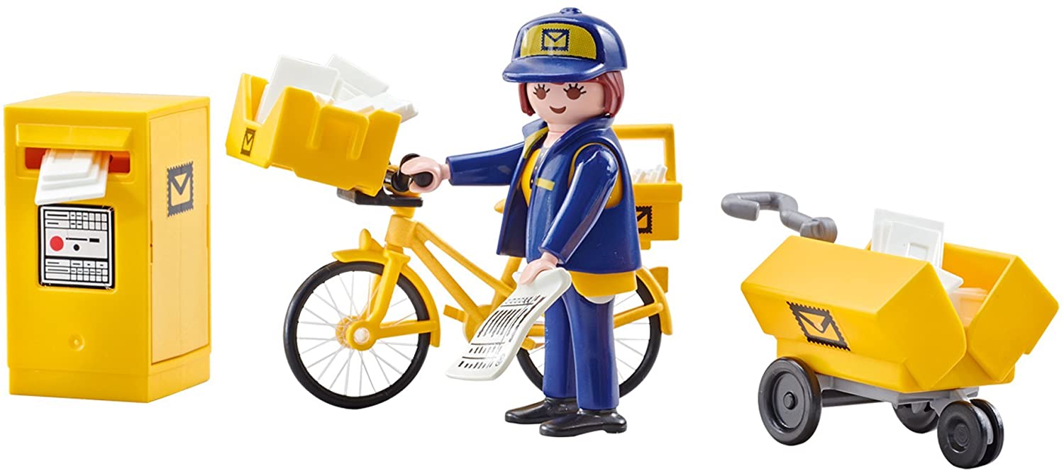 Playmobil Postière, Vélo & Accessoires de Poste Set - From 4 Years, Gelb, Small - Image 2