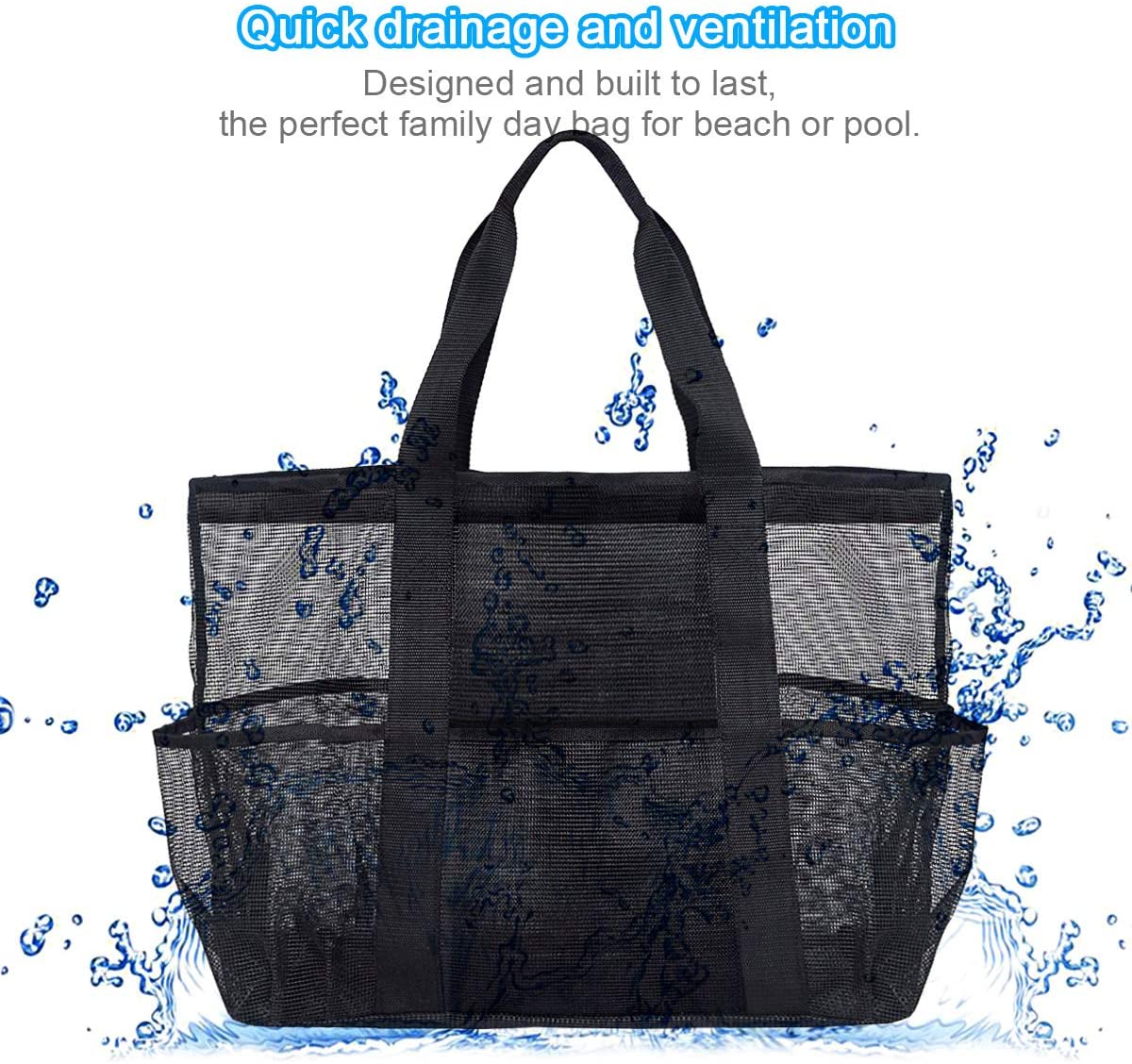 Mesh Beach Tote Bag, Multi-Functional Shoulder Bag Reusable Large ...