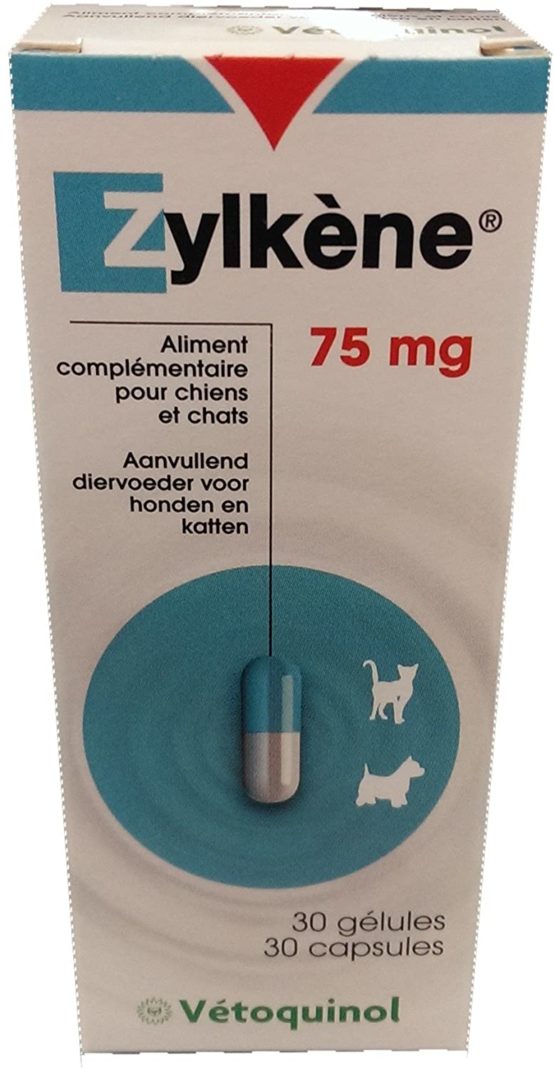 Alibon Zylkene - Dietary Supplement for Dogs and Cats - 75 mg - Bottle of 30 Capsules