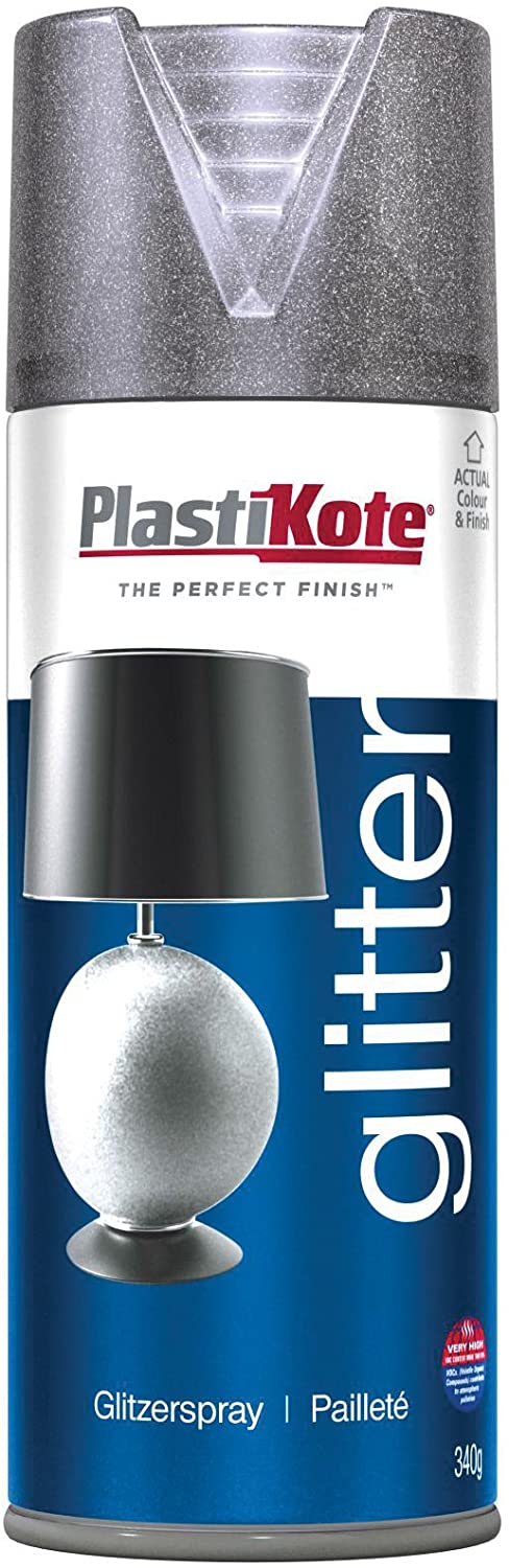 Plasti-kote 173 400ml Glitter Effect - Silver, Silver Glitter, 66.67 ml (Pack of 6)