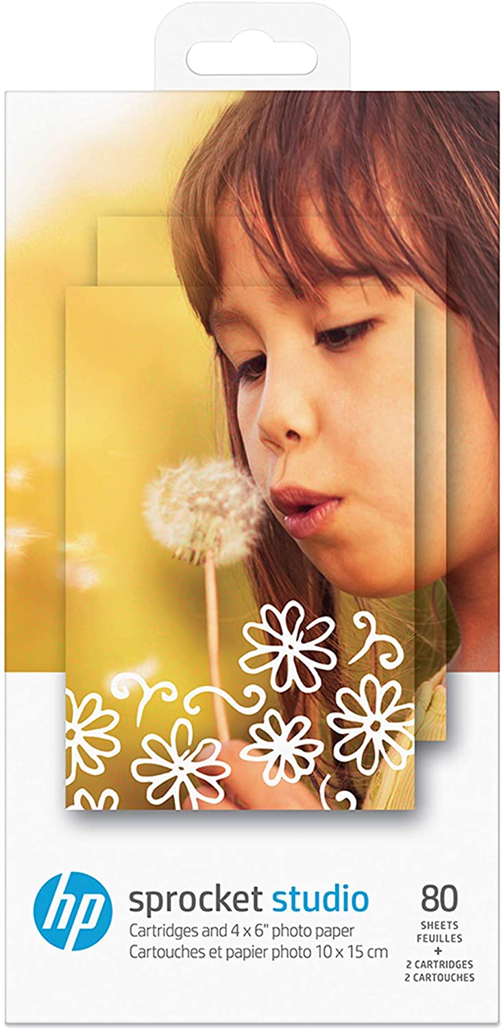HP 4KK83A Sprocket Studio 4x6" Photo Paper & Cartridges (80 Sheets - 2 Cartridges) Compatible with Sprocket Studio