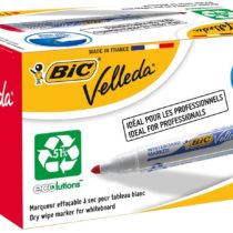 Bic Velleda 1701 Ecolutions Whiteboard Pens, Red - Box of 12 - Dry Erase Pens for Whiteboards in School or office