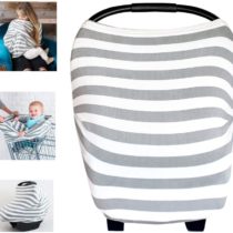 Multi-Use Organic Cotton Lycra Nursing Breastfeeding Cover Baby Car Set Cover Canopy Shopping Cart Cover Swaddle Blanket for Infants Newborns Toddlers Shower Gift