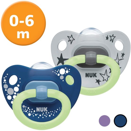NUK Happy Nights Baby Dummies 06 Months Glow in the Dark Soothers