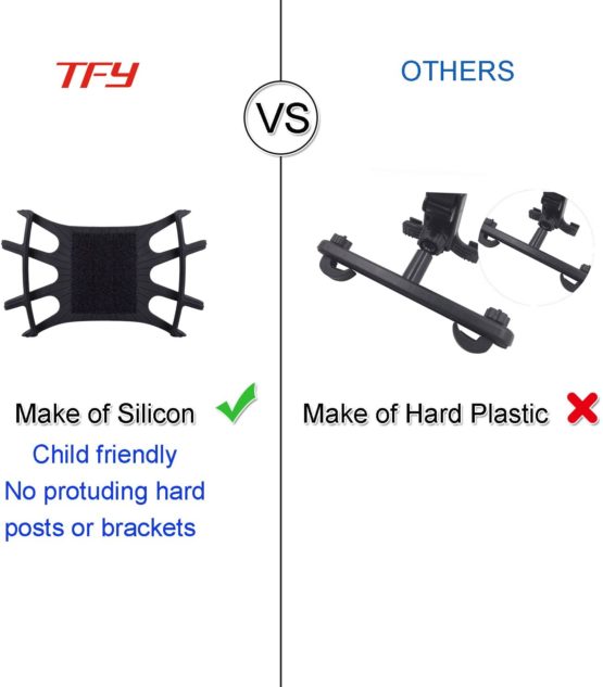 iPad Car Mount TFY Universal Car Headrest Mount Holder with Silicon Holding Net compatible with Both 4.5-6 Inch Phones and 7-10.5 Inch Tablets - Image 4