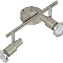 Briloner Leuchten LED ceiling light, two rotatable & pivotable spotlights ceiling lamp, matt-nickel design, 2 x 3 W GU10 LED, IP20, length: 27.5 cm