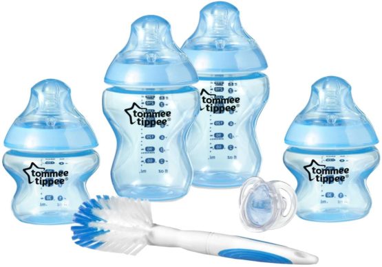 Tommee Tippee Closer to Nature® Newborn Baby Bottle Starter Set, Breast-like Teats with Anti-Colic Valve, Blue