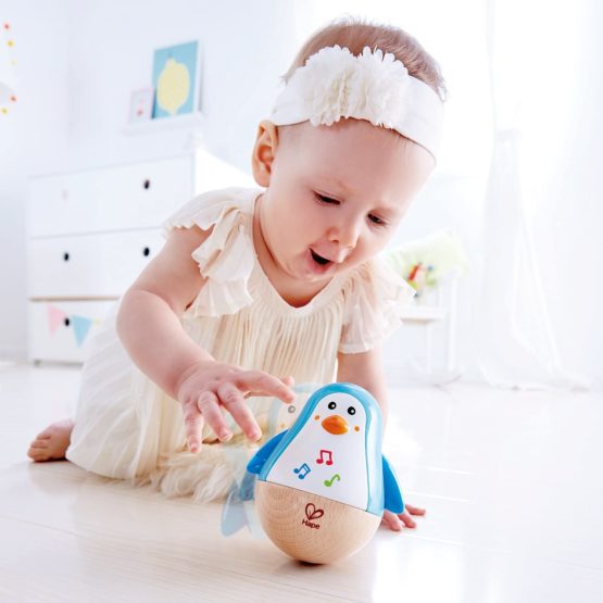 Hape Penguin Musical Wobbler | Colourful Wobbling Melody Penguin, Roly-Poly Toy for Kids 6 Months+ - Image 3