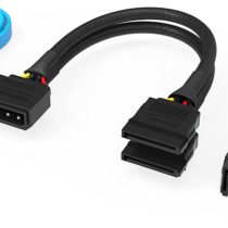 Sabrent SSD/SATA Hard Drive Connection Kit [Molex 4 Pin to x2 15 Pin SATA Power Splitter Cable and x2 SATA Cables (Data)] (CB-SDSP)