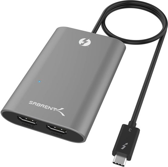 Sabrent Thunderbolt 3 to Dual HDMI 2.0 Adapter [Supports Up to Two 4K 60Hz Monitors on Mac and Some Windows Systems] (TH-W3H2)