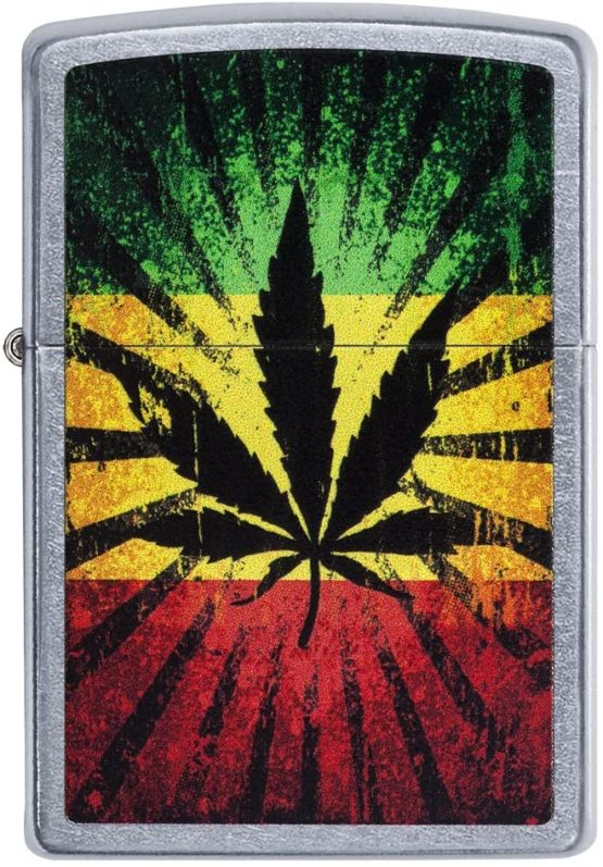 Zippo Windproof Lighter| Metal Long Lasting Zippo Lighter |Best with Zippo Lighter Fluid| Refillable Lighter| Perfect for Cigarettes Cigars Candles |Pocket Lighter Fire Starter |Rasta Leaf