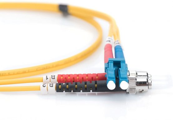 Digitus LWL patch cable OS2-1 m LC to ST fiber optic cable - LSZH - Duplex Singlemode 09/125µ - 10 GBit/s - Yellow - Image 2