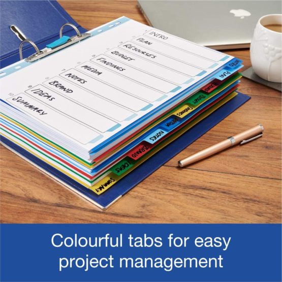 Oxford A4 Plastic 10 Part Dividers, Assorted, 1 Set - Image 4