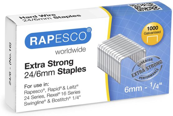 Rapesco 1164 Hard Wire Staples - 24/6mm - Box of 1,000