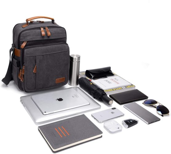 Estarer Mens Messenger Shoulder Bag for 13.3" Laptop/12.9" iPad Pro,Small Canvas Cross Body Flight Bag for Work - Image 2
