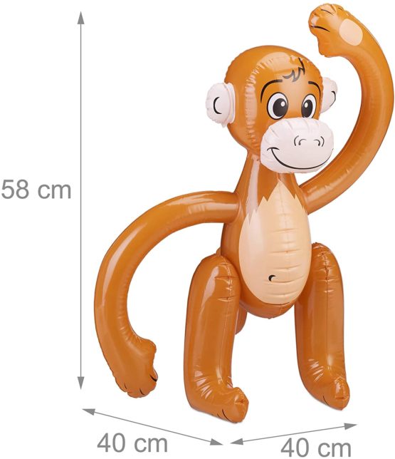 Relaxdays Inflatable Monkey, Swimming Ape, Jungle Party Decoration, Safari, Carnival, Water Toy for Children, Brown - Image 4