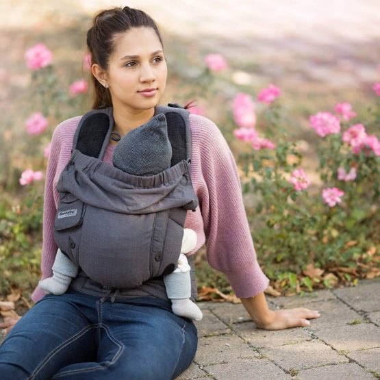 Hoppediz Bondolino Comfort Carrier for Babies incl. Instruction, London Black-Grey - Image 3