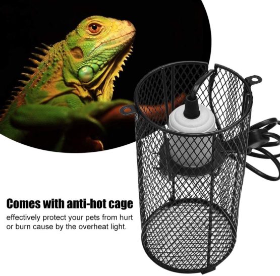 E27 Pet Ceramic Heating Lamp Heater Holder Reptile Infrared Heat Bulb Holder with Anti-hot Bracket for Lizard Turtle(UK Plug) - Image 4