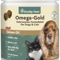 Overby Farm Omega Gold Salmon Oil Soft Chew for Cats and Dogs, 90-Piece, 256 g