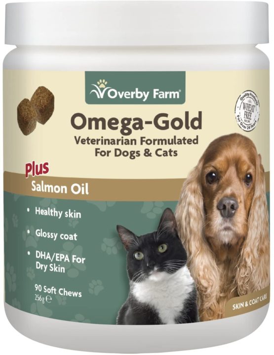 Overby Farm Omega Gold Salmon Oil Soft Chew for Cats and Dogs, 90-Piece, 256 g