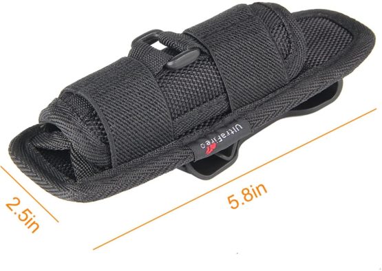 ULTRAFIRE 402 Flashlight Holster For LED Tactical Torch, Duty Belt Flashlight Holder Nylon Cover Pouch Case Bag with 360 Degrees Rotatable Clip, Long Type, New Version(2 Pack) - Image 3