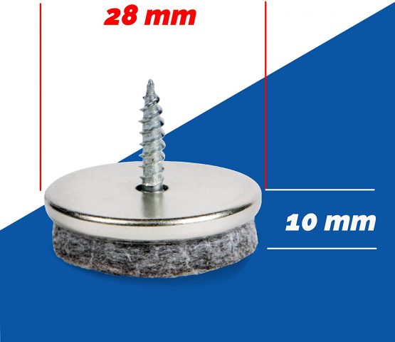 Furniture Felt Pads – 28MM Diameter Felt Pads for Furniture Feet. 5MM Thick Chair Leg Floor Protectors. Furniture Pads with Easy Screw Installation are Ideal Floor Protector Pads - Image 3