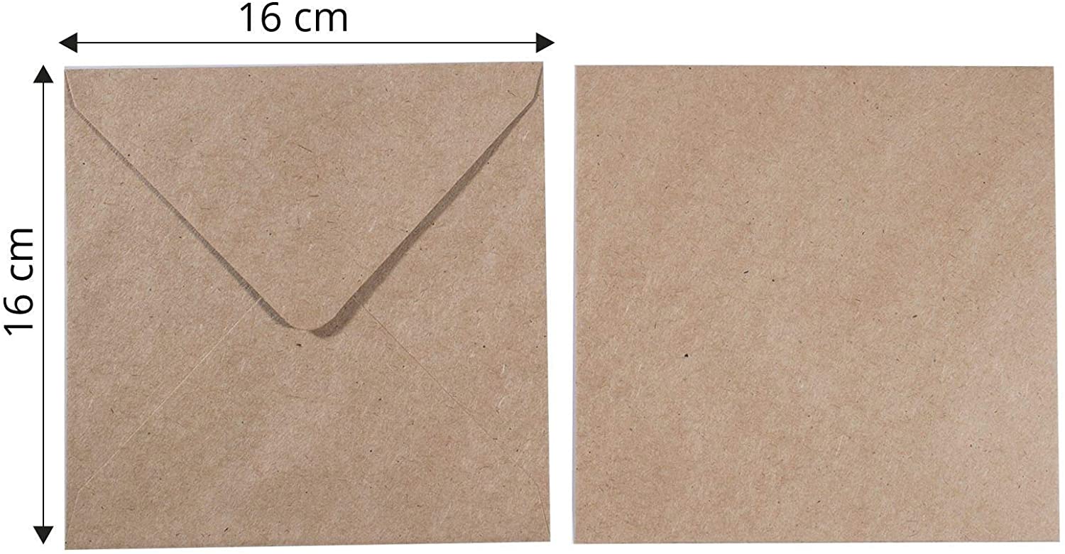 Vaessen Creative Large Square Florence Envelopes for Greeting Cards Kraft, Set of 5, Matching Cards Available - Image 2