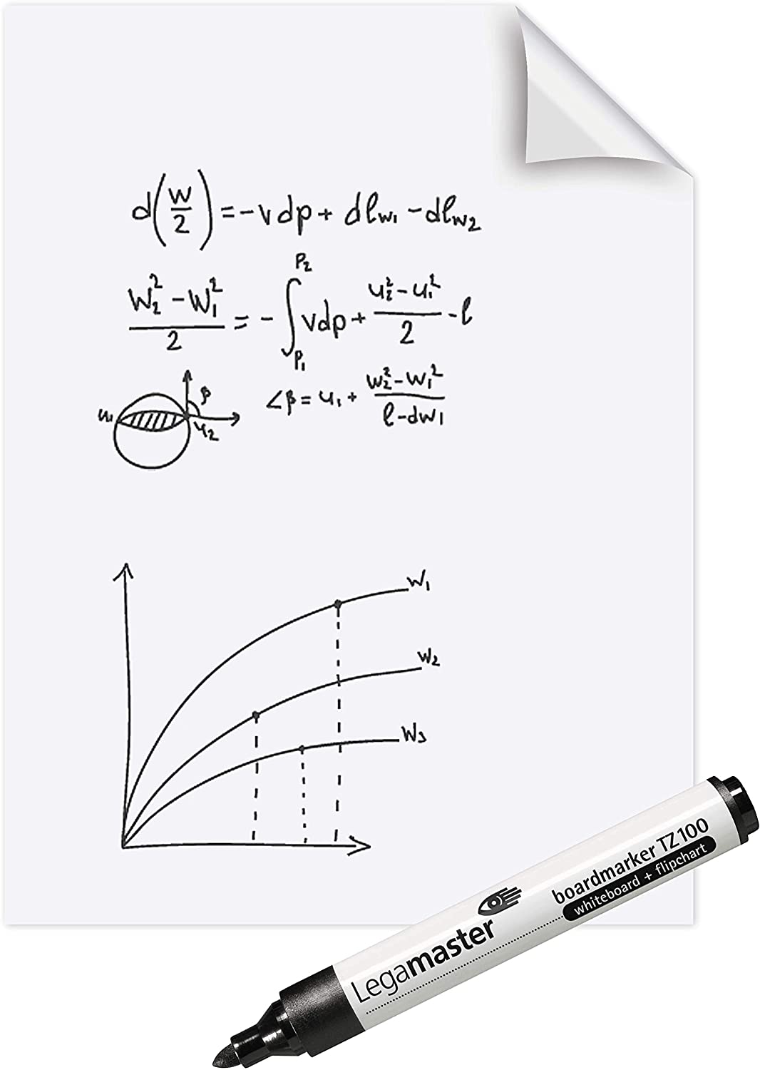 Legamaster Magic-Chart Whiteboard Foil - 60x80 cm - White - 25 Perforated Sheets, Incl. 1 Erasable Board Marker
