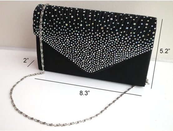 Women Diamante Envelope Clutch Evening Handbag Purse - Image 2