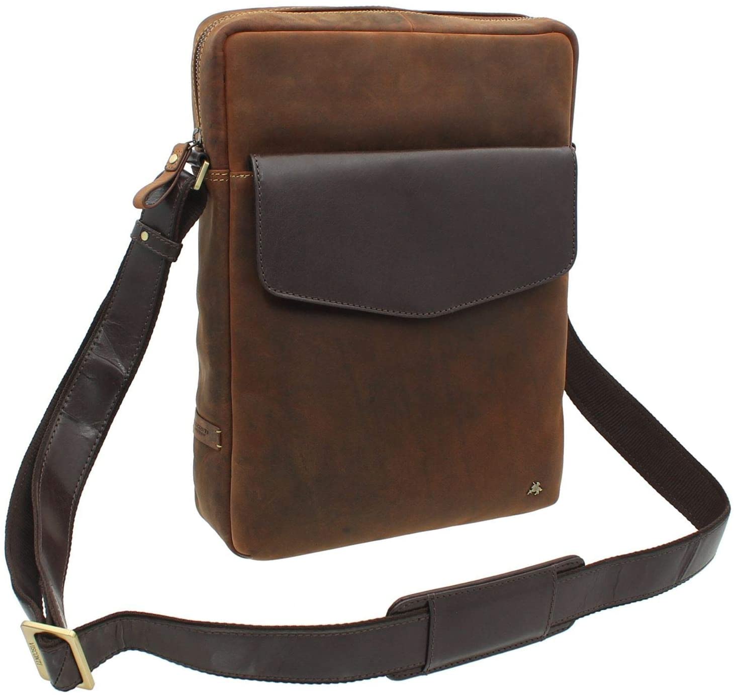 VISCONTI Toscana Collection Distressed Oiled Leather Shoulder Bag Vesper 13 TC72 Havana Tan