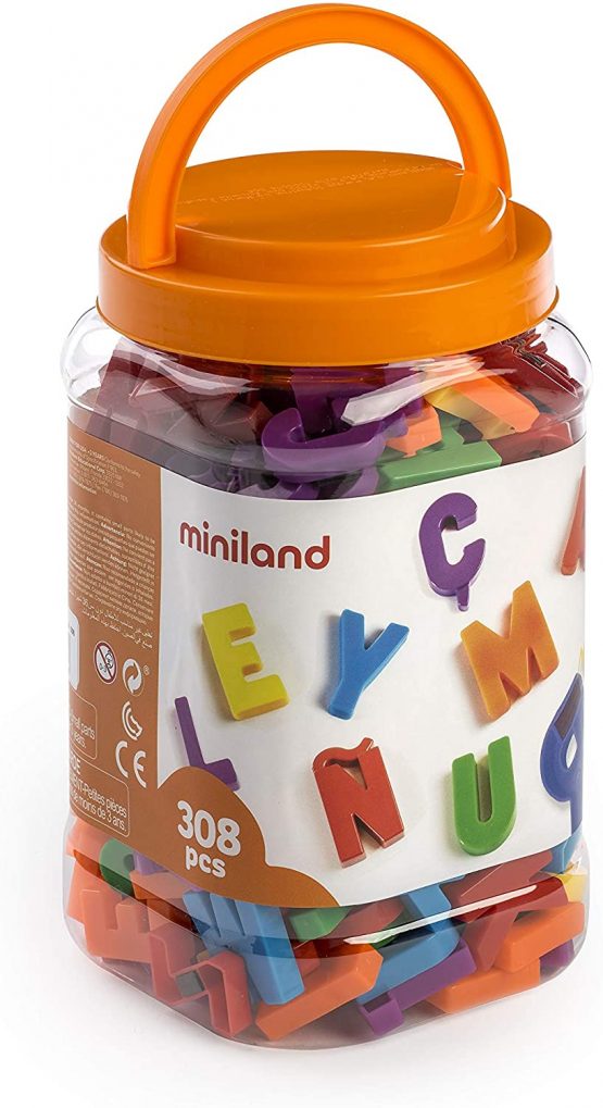 Miniland Miniland97912 Magnetic Capital Letters in Jar (308-Piece) 97912, Multi-Color
