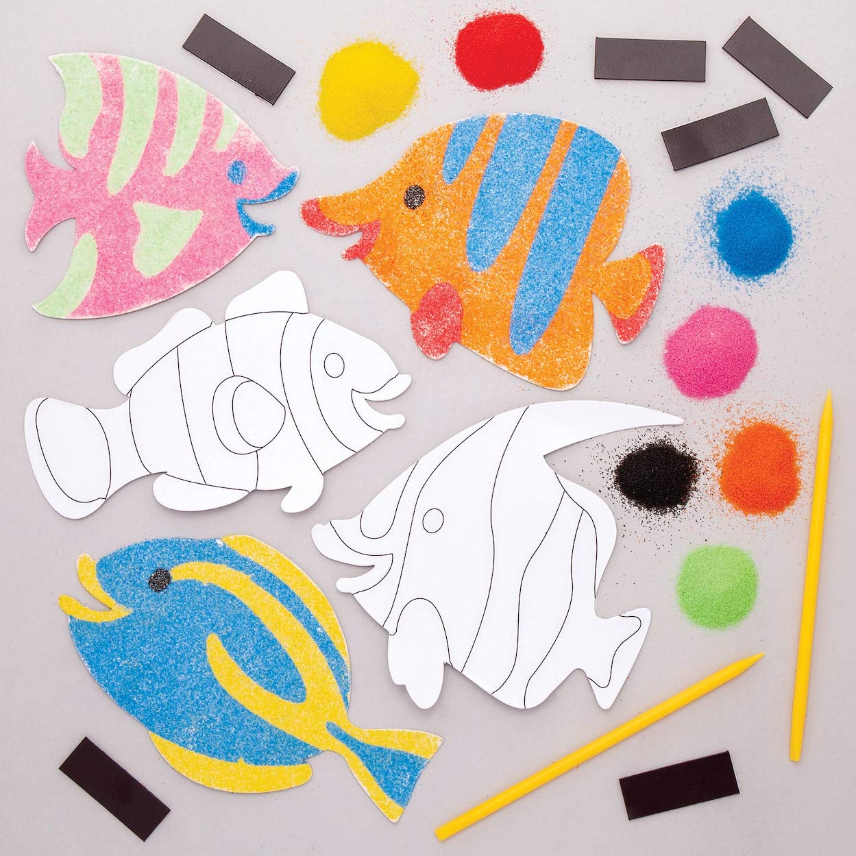 Tropical Fish Sand Art Magnets (Pack of 6), Assorted, Small