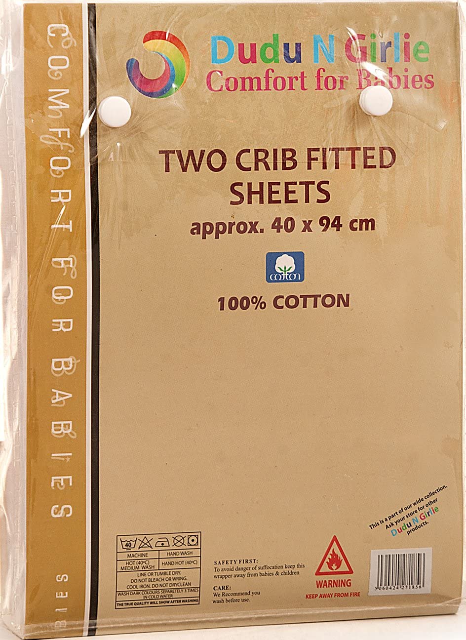 Dudu N Girlie Crib Fitted Sheets 40x90cm, Crib Sheets 100% Cotton Jersey -Hypoallergenic Pram Sheets Breathable Easy Care - Image 2