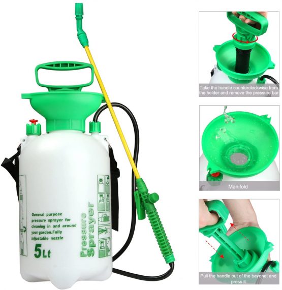 VOXON 5L Pump Action Pressure Sprayer With Pressure Release Valve, Garden Knapsack Sprayer - Image 2
